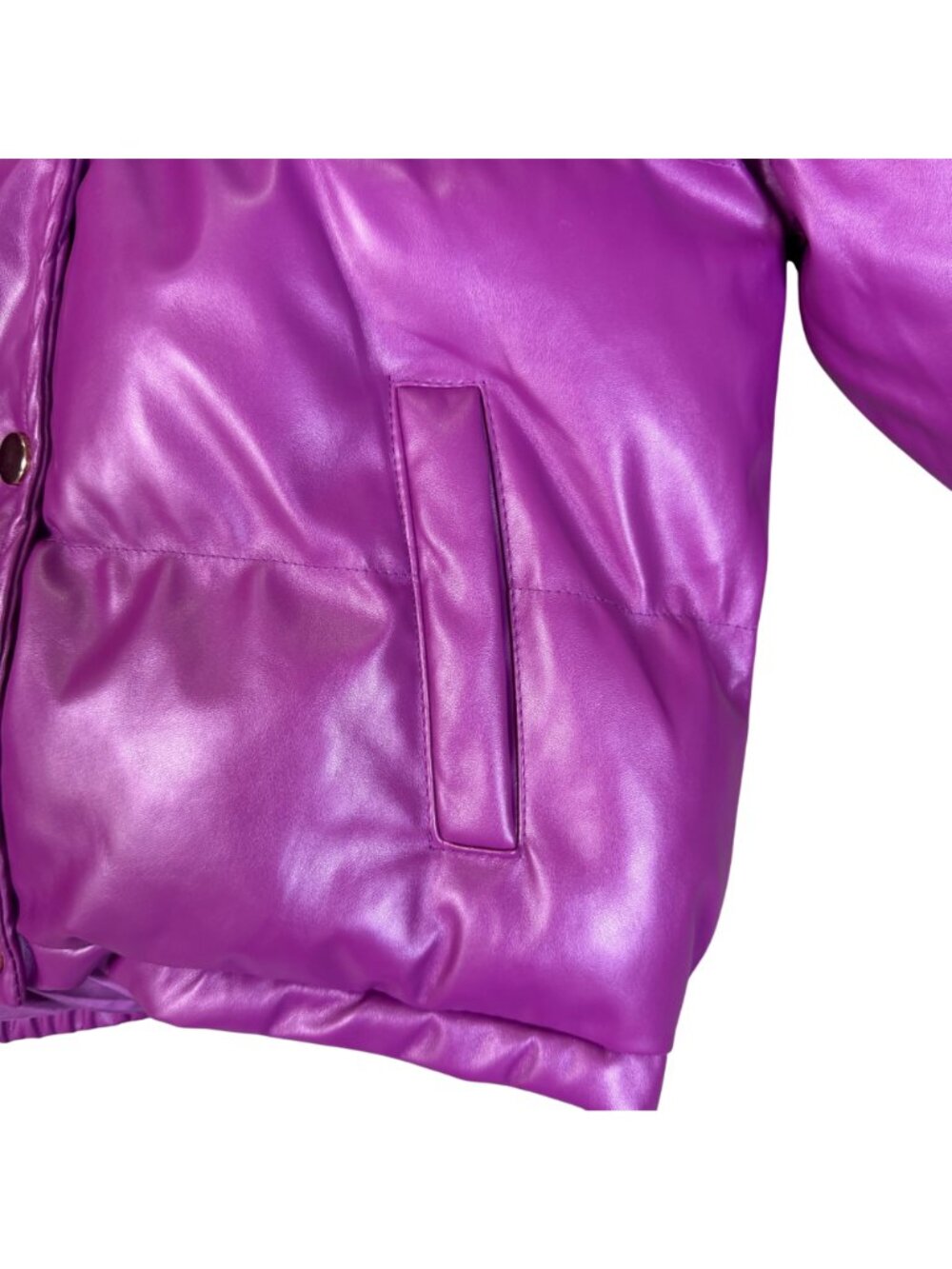 Fashion Nova Girls Purple Puffer Coat Faux Fur Hood Size 14 Y2K Winter - Picture 7 of 11